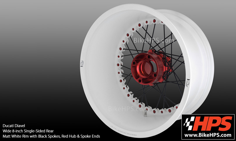 Ducati Diavel Single-Sided Rear Kineo Wheel White Red and Black