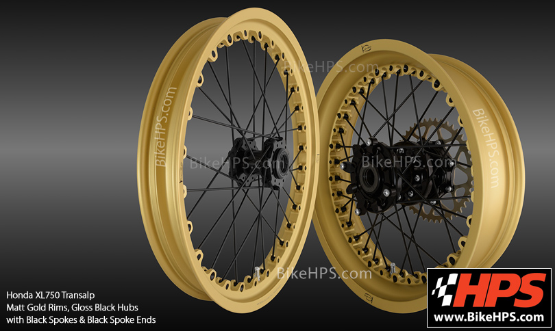 Kineo Tubeless Spoked Wheels for Honda XL750 Transalp Matt Gold and Black