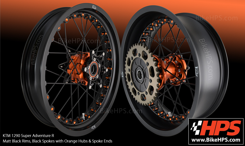Kineo Wheels Matt Black and Orange Rims for KTM 1290 Super Adventure R